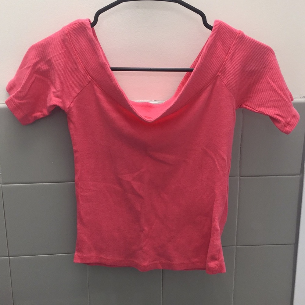 Off the shoulder hot pink top